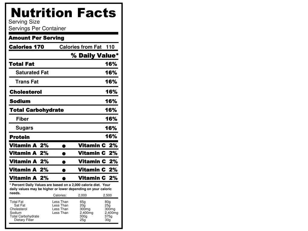 nutrition facts serving size servings