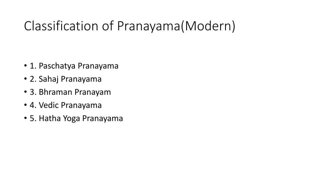 classification of pranayama modern