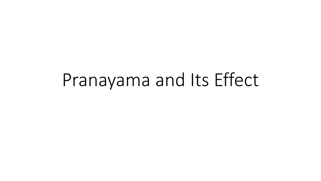 pranayama and its effect
