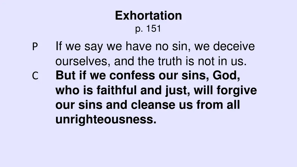 exhortation p 151