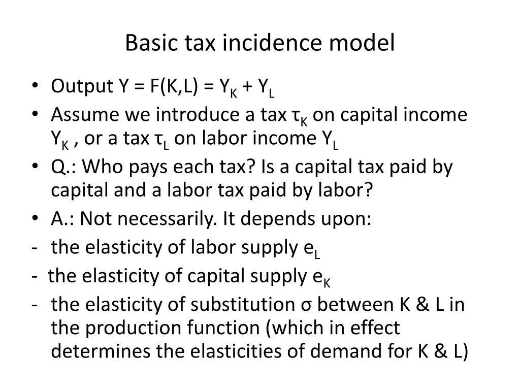basic tax incidence model