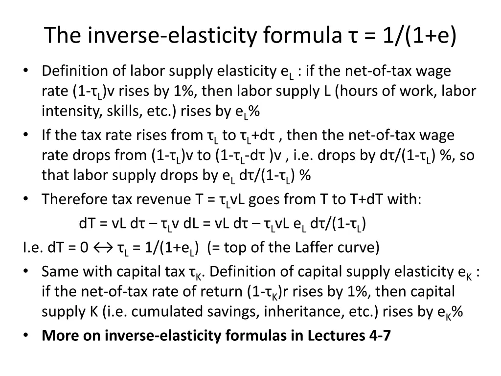 the inverse elasticity formula 1 1 e