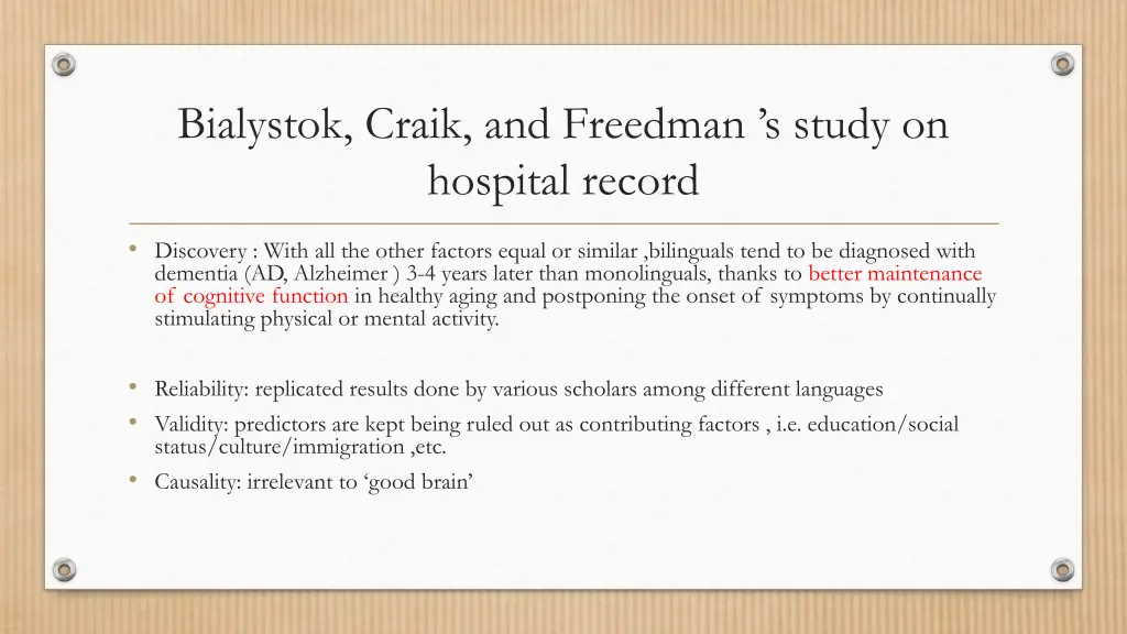 bialystok craik and freedman s study on hospital