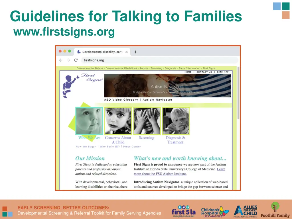 guidelines for talking to families www firstsigns