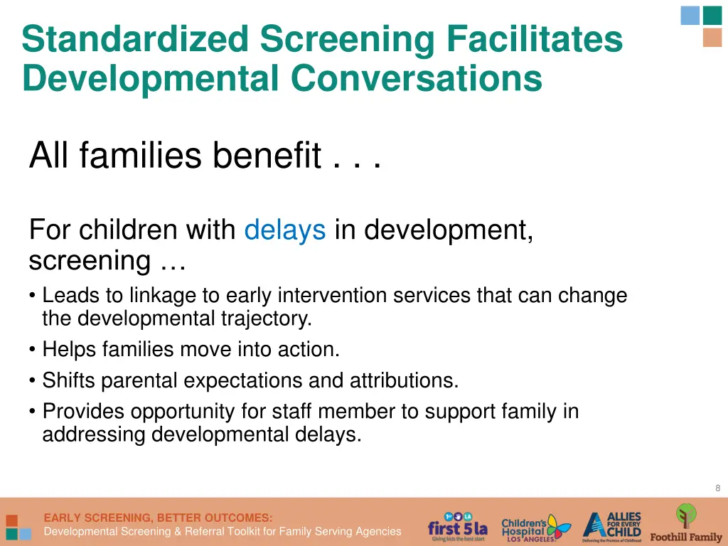 standardized screening facilitates developmental 1