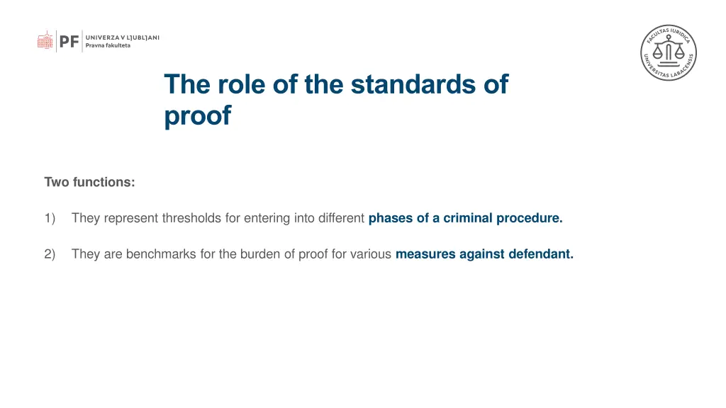 the role of the standards of proof