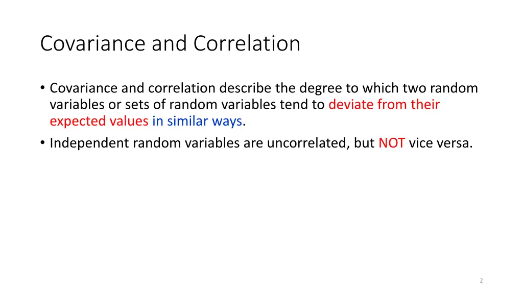 covariance and correlation
