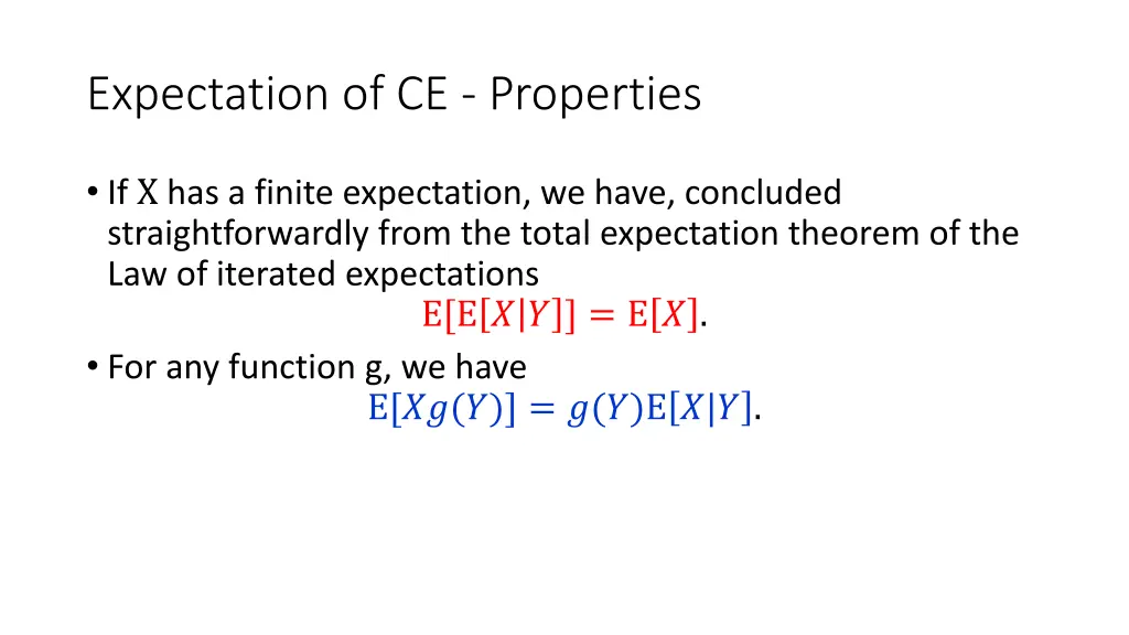 expectation of ce properties