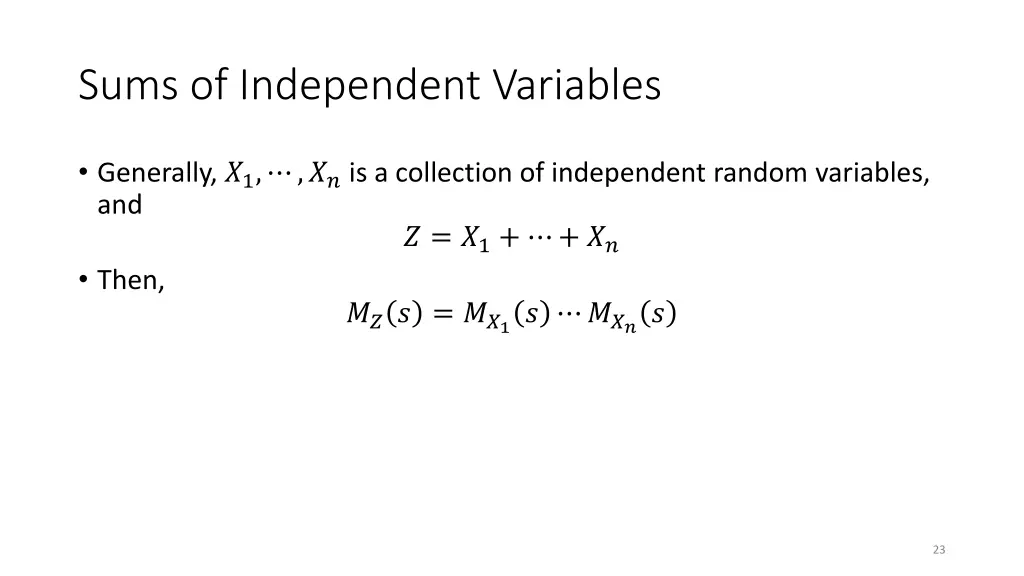 sums of independent variables
