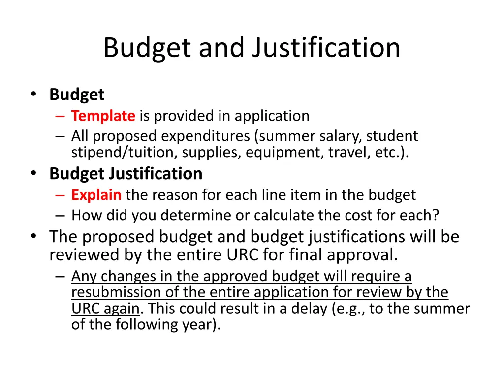 budget and justification