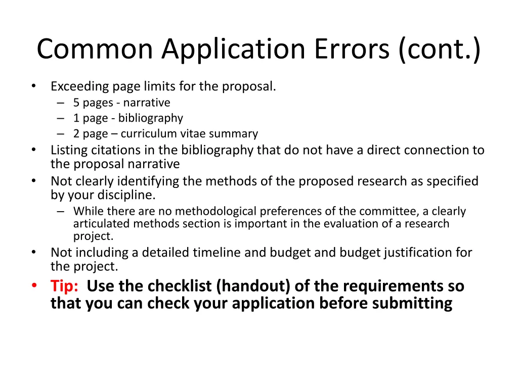 common application errors cont