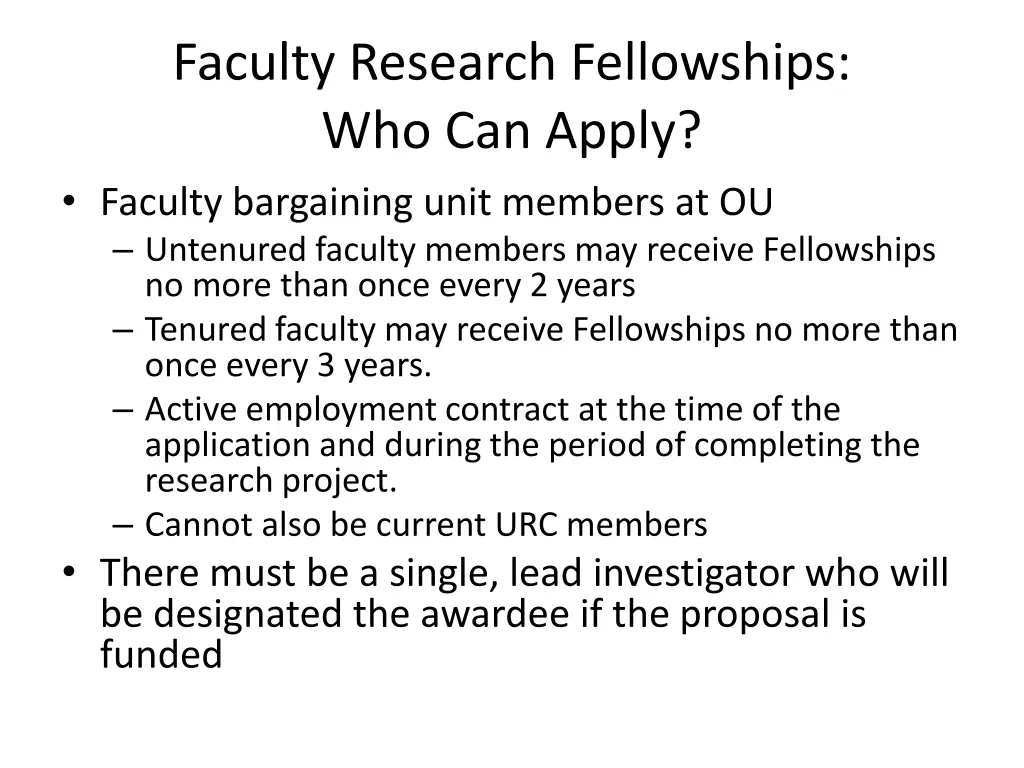 faculty research fellowships who can apply