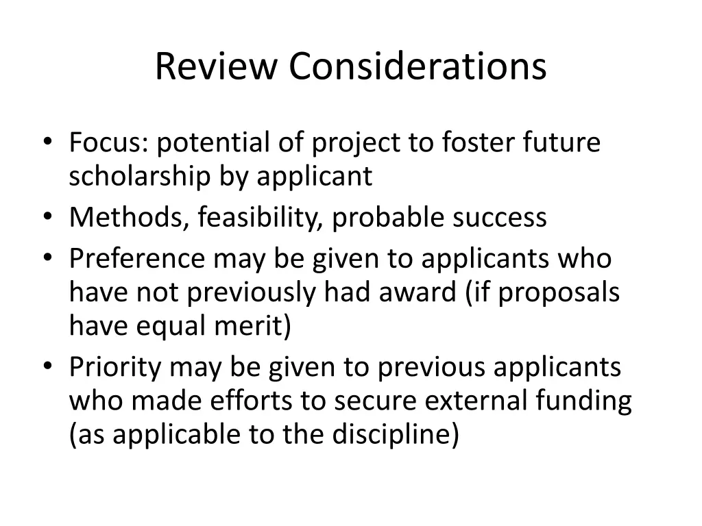 review considerations
