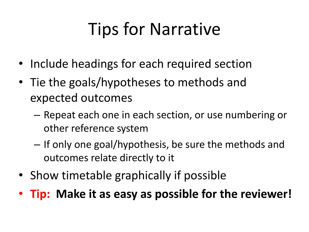 tips for narrative