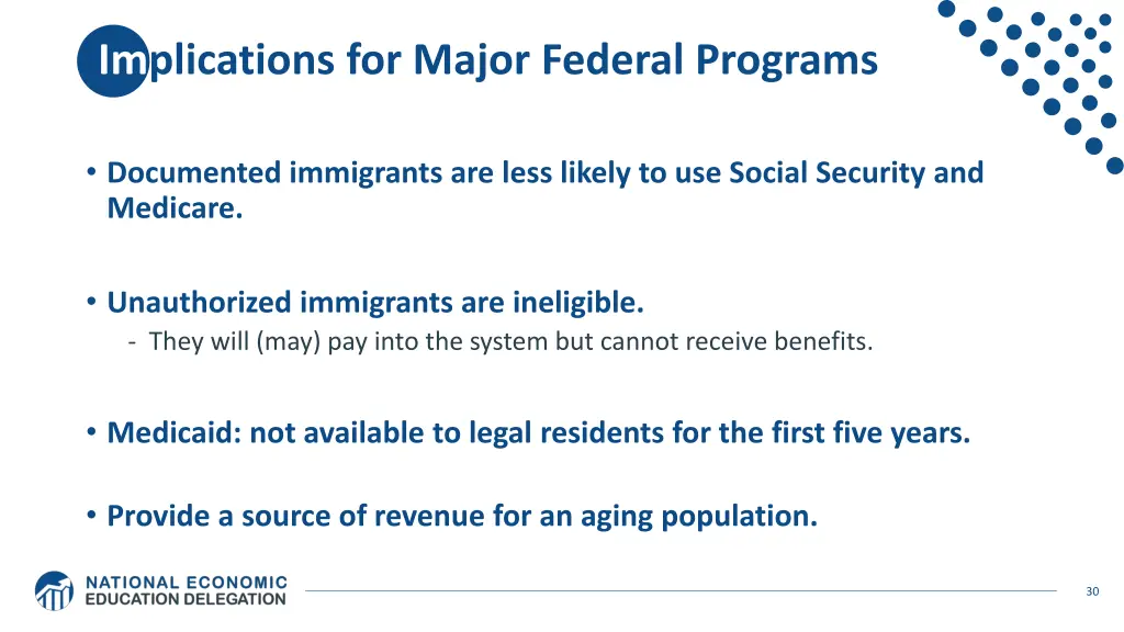 implications for major federal programs
