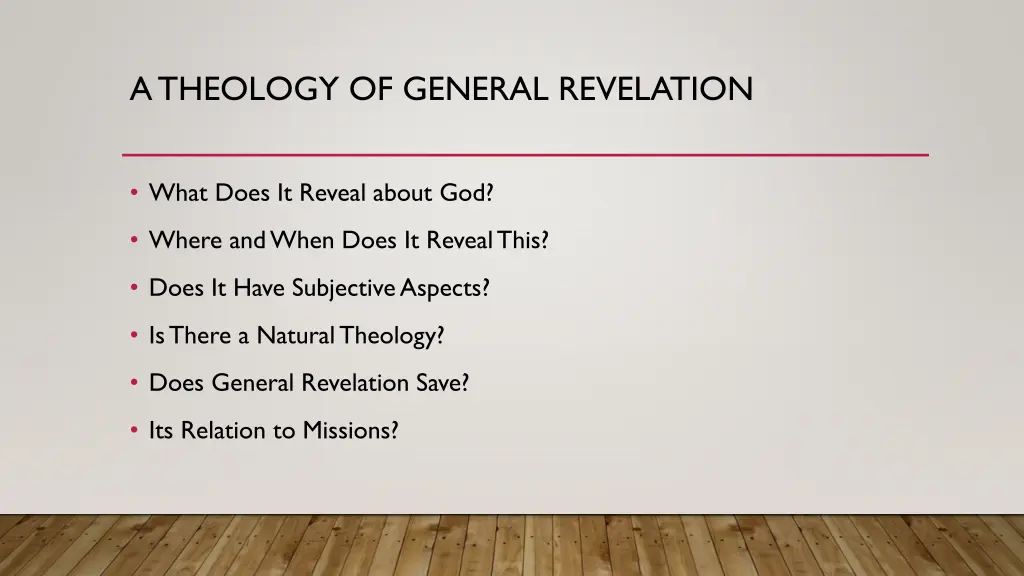 a theology of general revelation