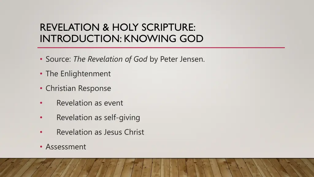 revelation holy scripture introduction knowing god