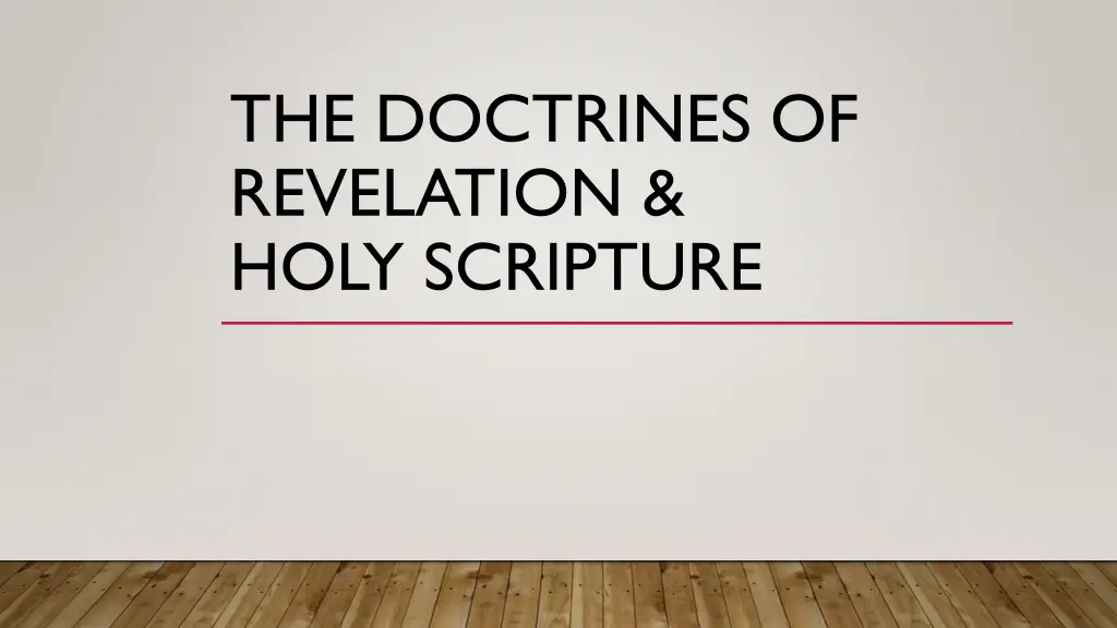the doctrines of revelation holy scripture