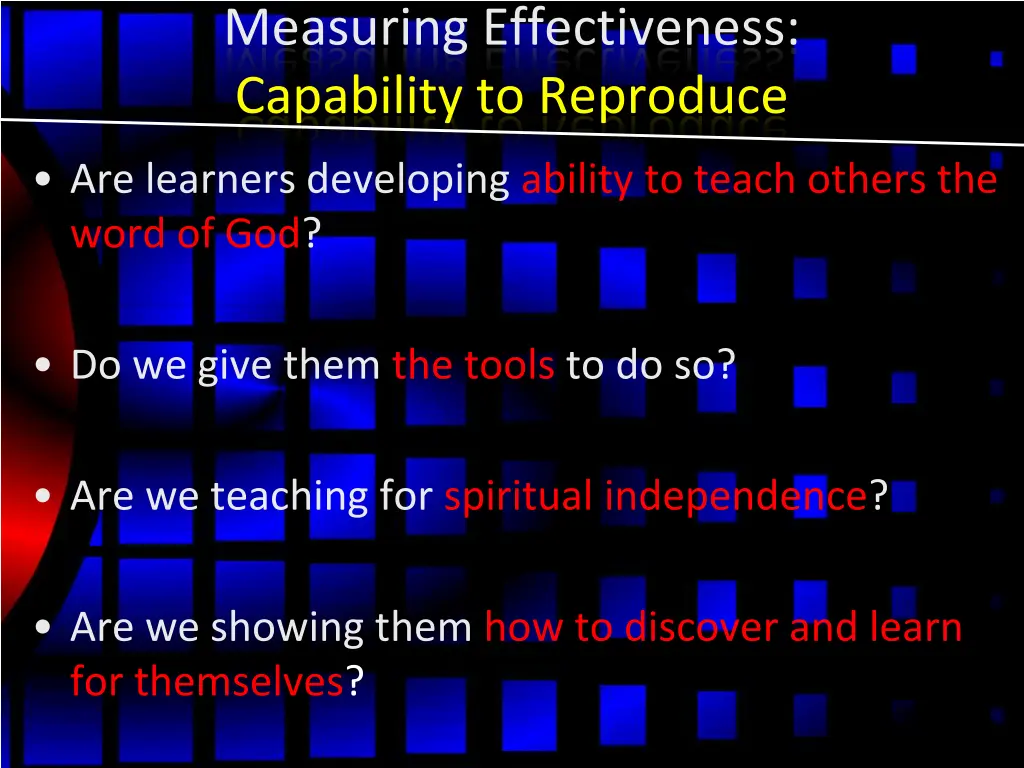 measuring effectiveness capability to reproduce