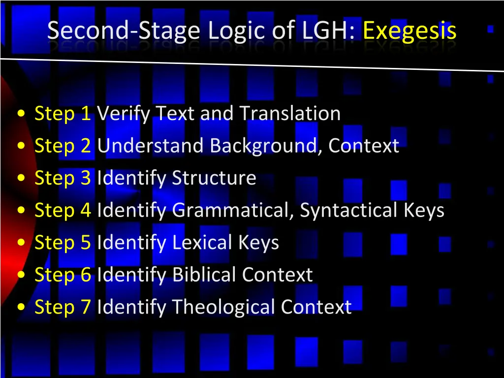 second stage logic of lgh exegesis