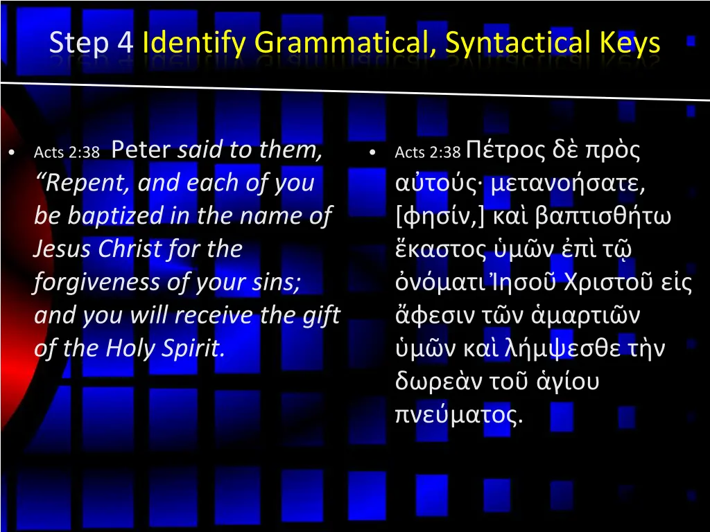 step 4 identify grammatical syntactical keys
