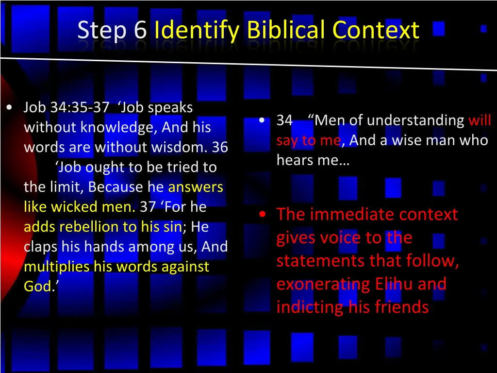 step 6 identify biblical context 1