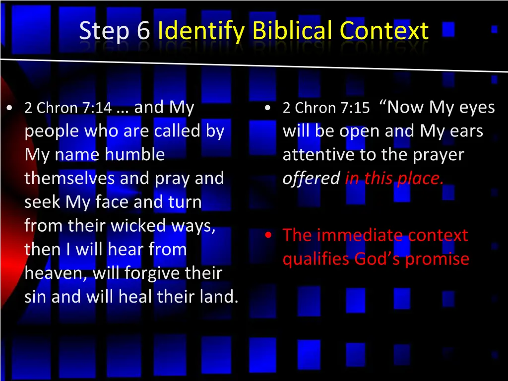 step 6 identify biblical context