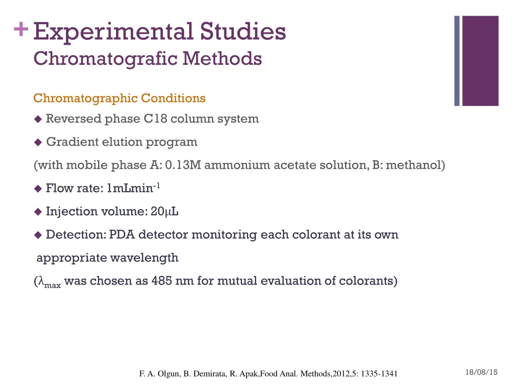 experimental studies chromatografic methods 1
