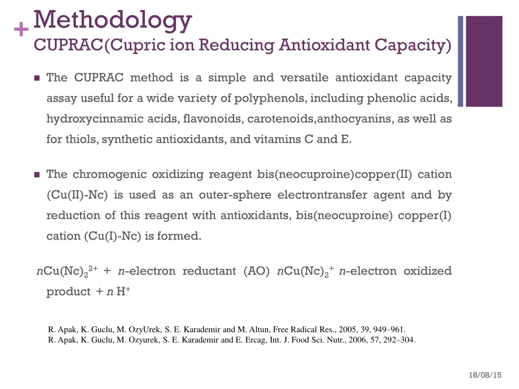 methodology cuprac cupric ion reducing