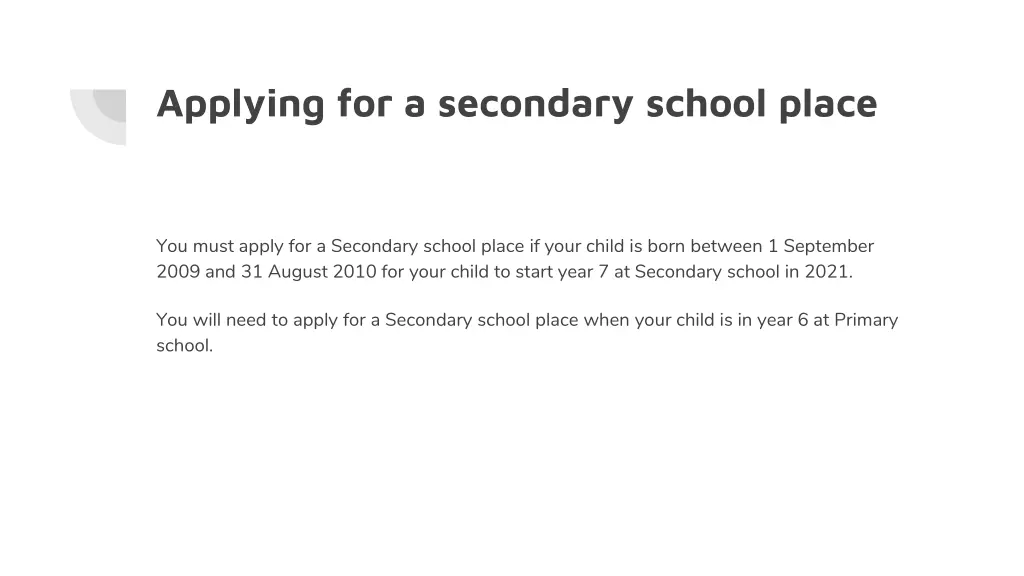 applying for a secondary school place 1
