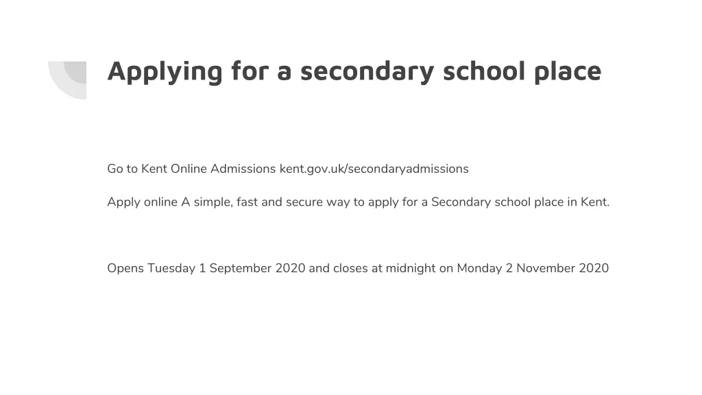 applying for a secondary school place