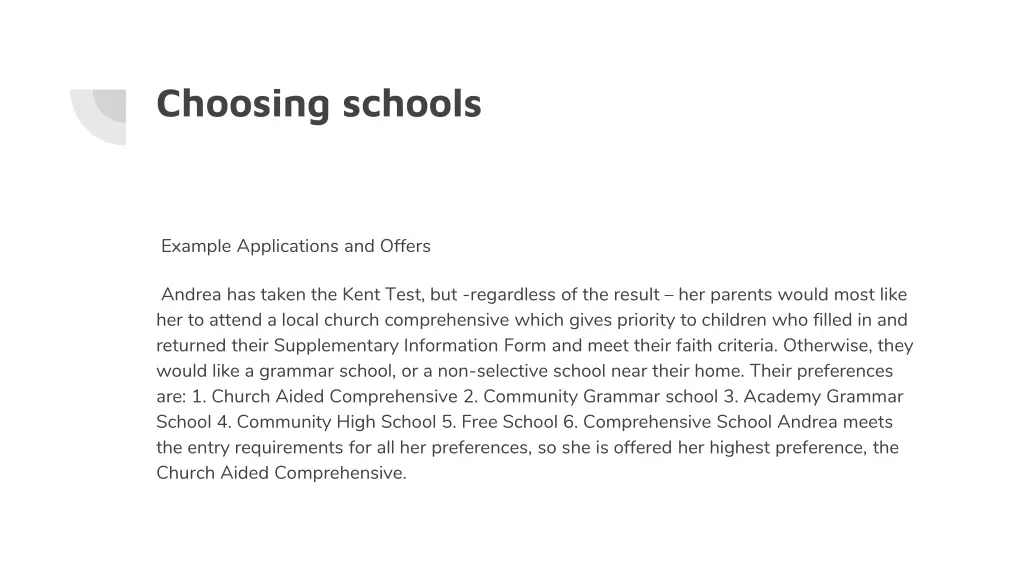 choosing schools