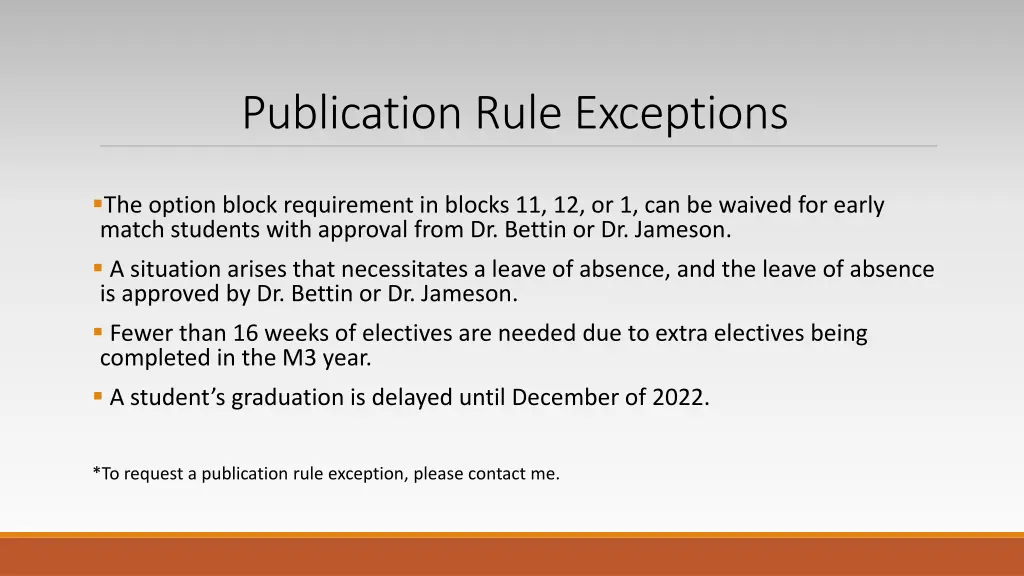 publication rule exceptions