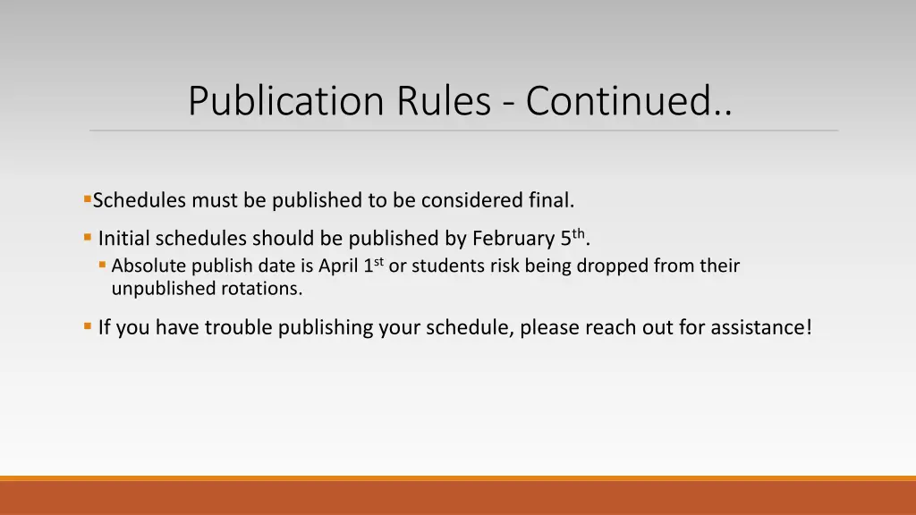 publication rules continued