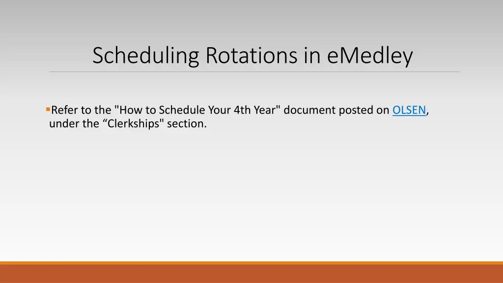 scheduling rotations in emedley
