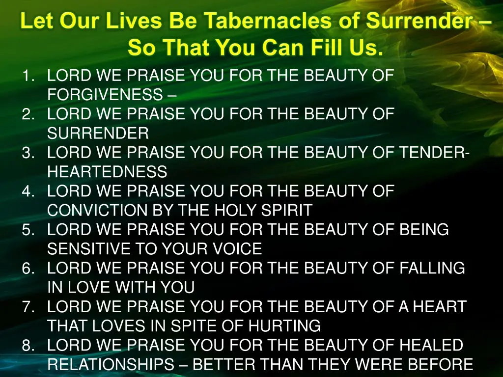 1 lord we praise you for the beauty