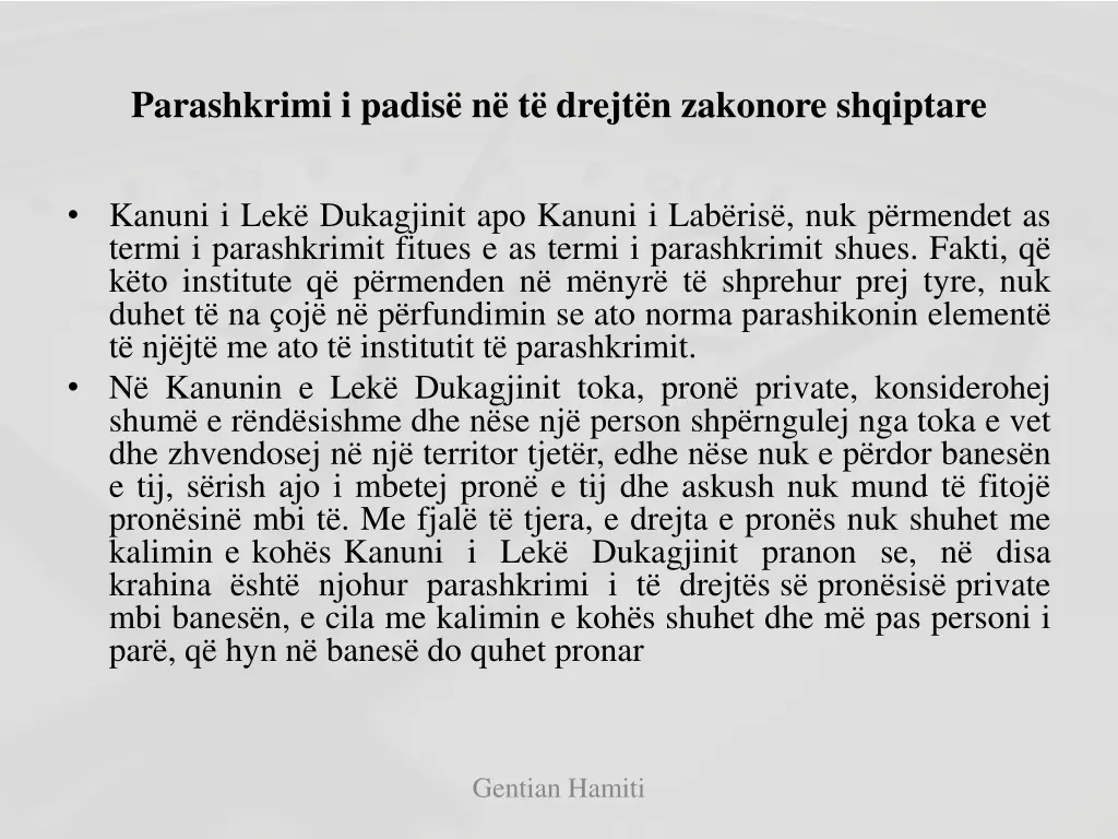 parashkrimi i padis n t drejt n zakonore shqiptare