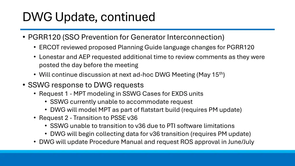 dwg update continued