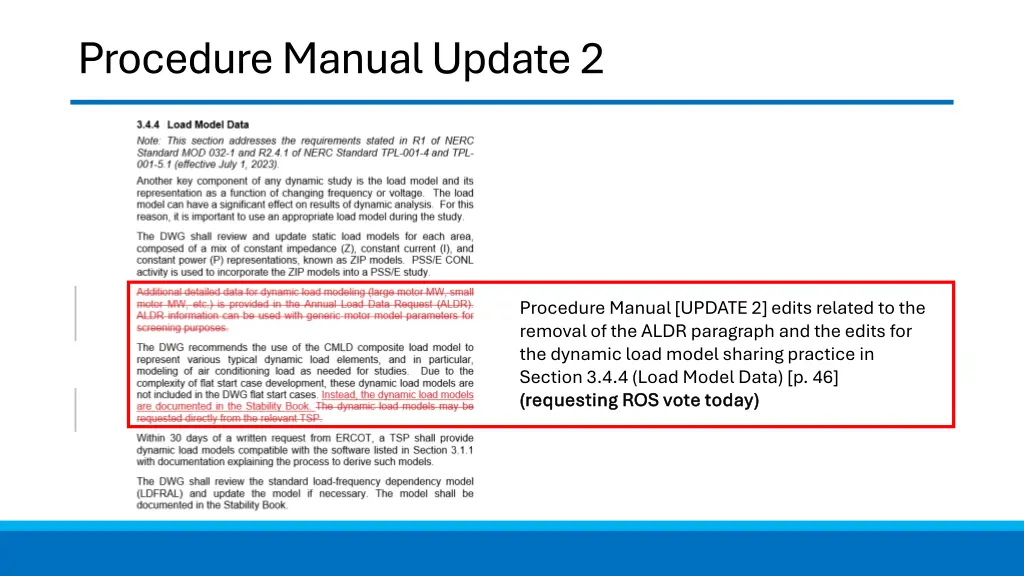 procedure manual update 2