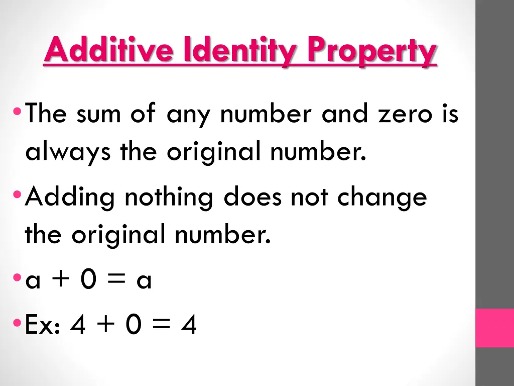 additive identity property