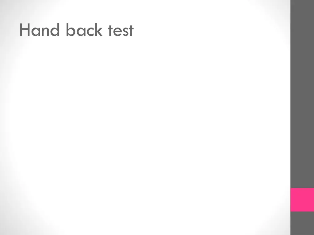 hand back test