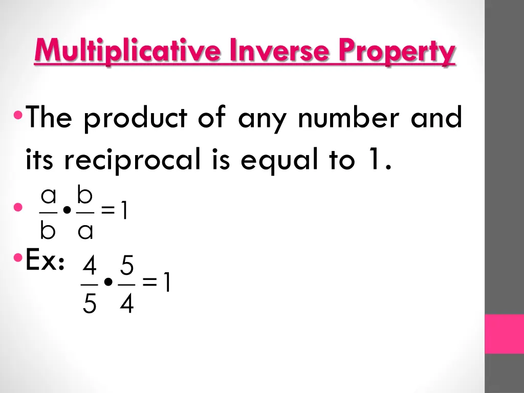 multiplicative inverse property