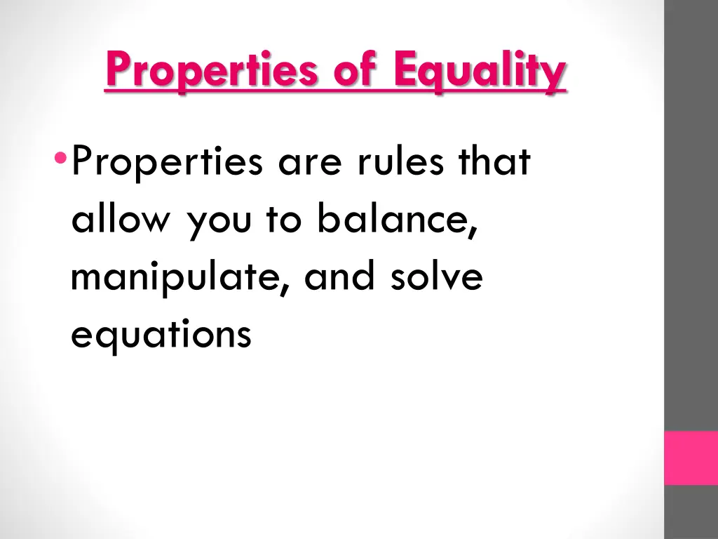 properties of equality