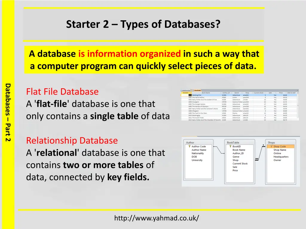 starter 2 types of databases