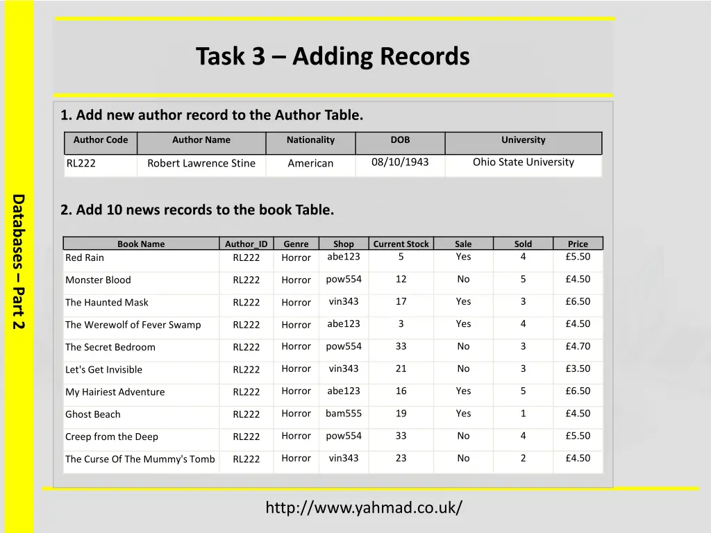 task 3 adding records