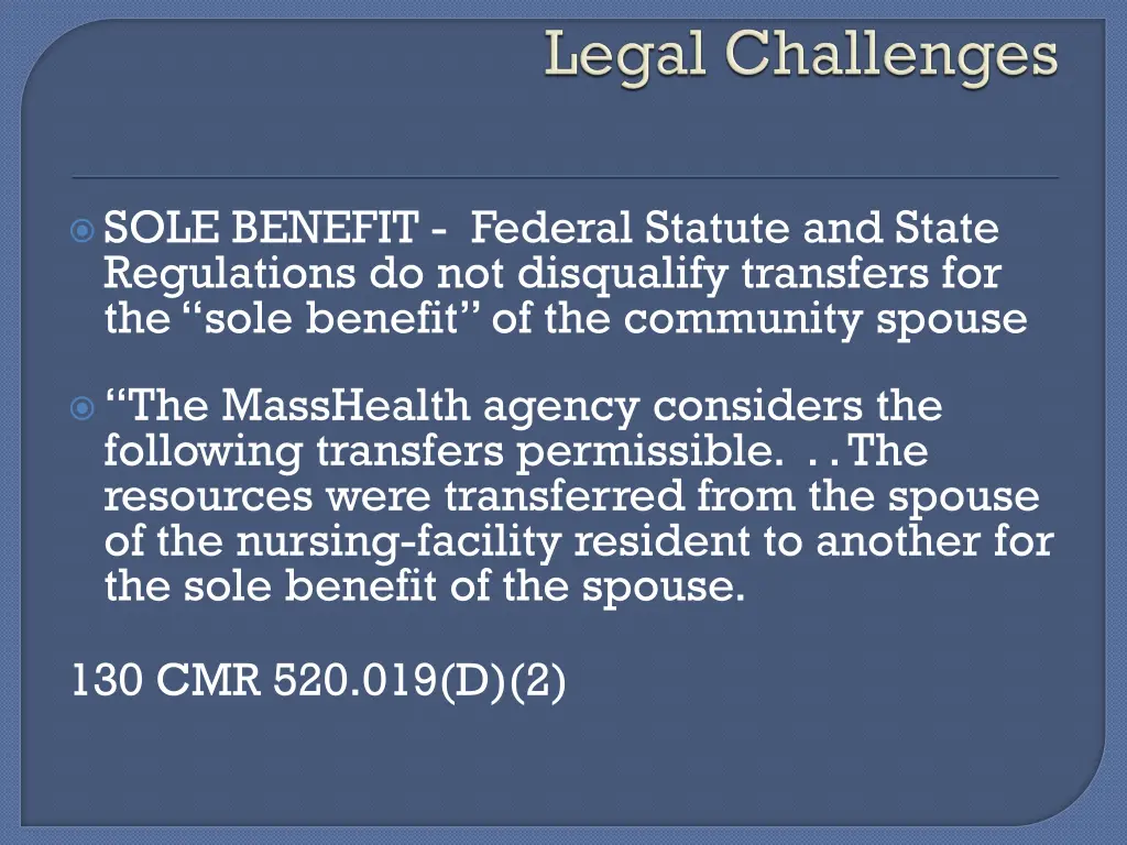 sole benefit federal statute and state