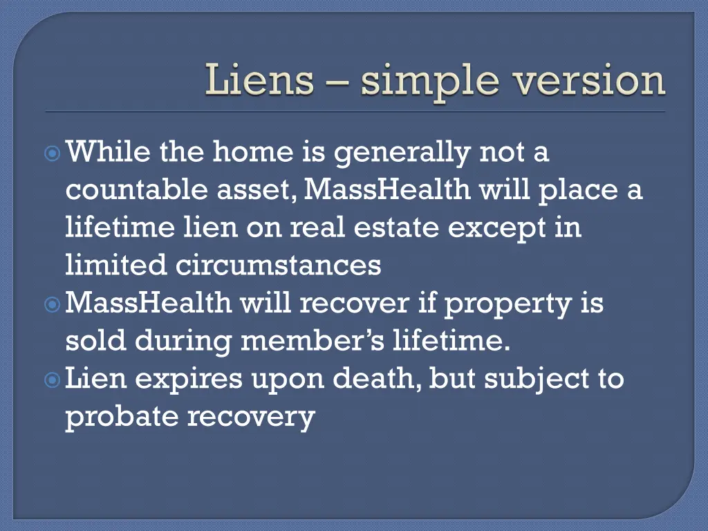 while the home is generally not a countable asset
