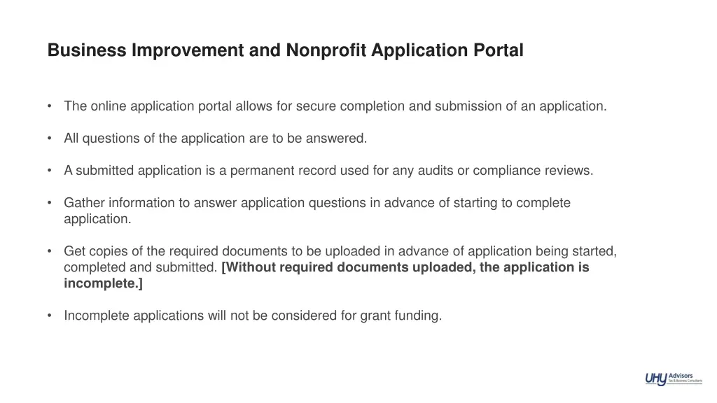 business improvement and nonprofit application