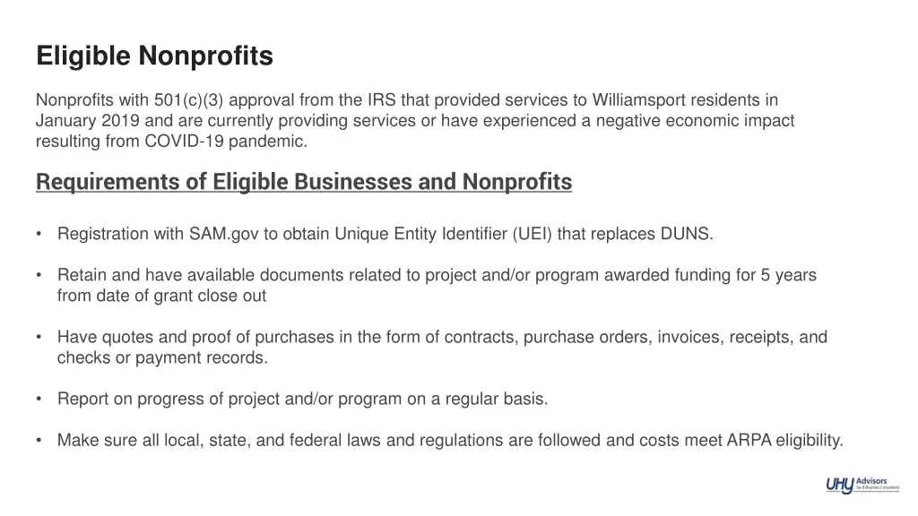 eligible nonprofits
