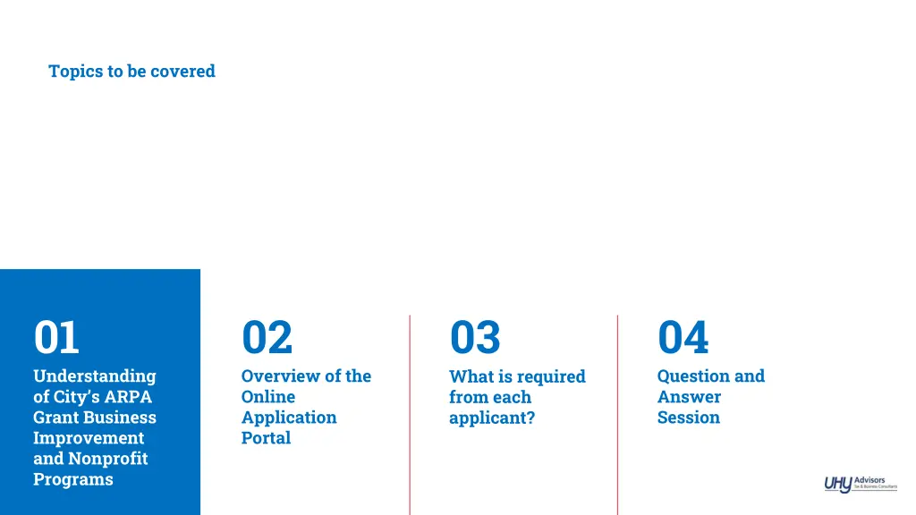 topics to be covered